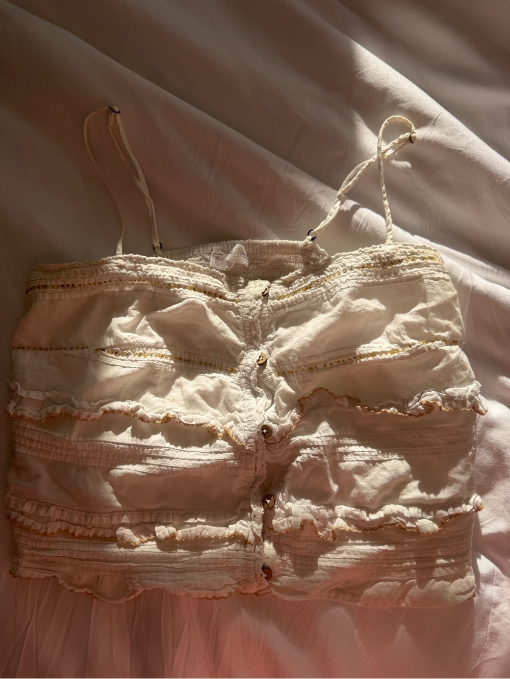 Mango Cream Ruffle Button-Front Cami - Picture 4 of 5